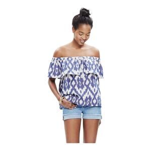 Madewell Balcony Off The Shoulder Top In Ikat Print